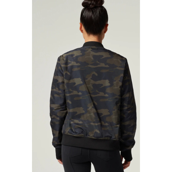 Blanc Noir Reversible Bomber Jacket Camo Navy Small NWT - Picture 4 of 12